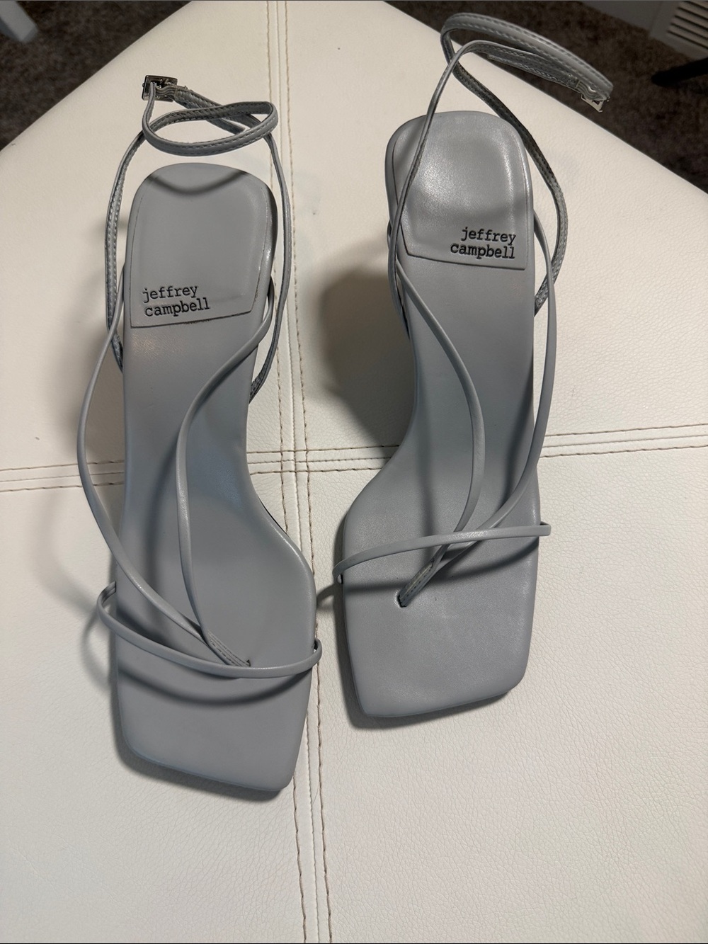 Jeffrey Campbell Highlight Strappy Square-Toe Wedge Sandal Gray